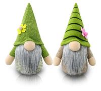 Gehydy Lot de 2 Deco Printemps GNOME Peluche Elfe Décoration Paques pour Maison Cuisine 17cm - Vert