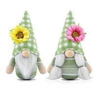 Gehydy Lot de 2 Deco Printemps GNOME Peluche Elfe Décoration Paques pour Maison Cuisine 18cm - Vert