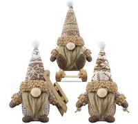 Gehydy Traîneau GNOME de Noel Lot de 3 Deco Noël GNOME Peluche Elfe Christmas Décoration pour Maison Cuisine - Marron