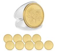 Geieold Lot de 10 ébauches vierges gravées au laser en laiton, pour pièces de monnaie, 40 mm, avec boîte de protection en acrylique