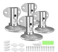 Geila Lot de 4 butées de porte magnétiques en acier avec vis et patins autocollants, support de porte mural en métal chromé, convient pour la maison, l'hôtel, le bureau