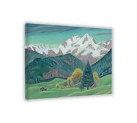 GEILEX Encadré. Gabriele Munter Toile Art Tableaux. Neige en octobre Reproduction d'affiches et d'estampes. Tableaux de décor d'art de mur de toile moderne 40x50cm (15.8x19.7in) InnerFrame