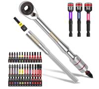 GEINXURN 33 Pièces Mini Jeu de Clés à Cliquet,25 mm Acier S2 jeu d'Embouts Magnétiques(Phillips/Pozidriv/Torx/Hex),Rallonge d'Embout à Six Pans et Douille Hexagonale Magnétique pour Auto, Vélo
