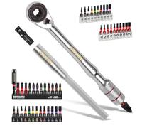 GEINXURN 50 Pièces Mini Jeu de Clés à Cliquet,Rallonge avec Adaptateur de Douille Hexagonale 1/4", 46 Pièces 25 mm Acier S2 jeu d'Embouts Magnétiques(Phillips/Pozidriv/Torx/Hex) et Porte-Embout