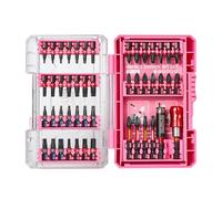 Geinxurn Coffret de 48 Embouts de Vissage en Acier S2 Magnétique, (TX-, TR-, PZ-, PH-, SL-, Hex-) Emoubut pour Tournevis Visseuse aux Chocs, Tige Hexagonale 1/4", et Porte-embouts avec Boîte de Rose