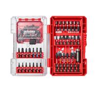 Geinxurn Coffret de 55 Embouts de Vissage en Acier S2 Magnétique, (TX-, TH-, PZ-, PH-, SL-, Hex-) Emoubut pour Tournevis Visseuse aux Chocs, Tige Hexagonale 1/4", et Porte-embouts avec Boîte de Rouge