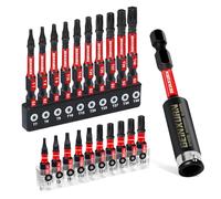 GEINXURN Lot de 21 Embouts de Tournevis Torx T7-T40 25 mm 50 mm de Longueur Embouts de Vissage Magnétiques Acier Allié S2 Tige 1/4" Hexagonale Embout pour Visseuse avec Porte Embout de 75 mm