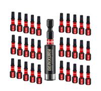 GEINXURN Lot de 31 Embouts de Tournevis Torx T25 25 mm de Longueur Embouts de Vissage Magnétiques Acier Allié S2 Tige 1/4" Hexagonale Étoile Torx Embout pour Visseuse avec Porte Embout de 60 mm