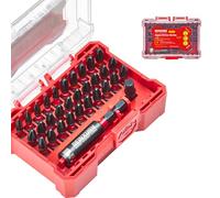 Geinxurn Lot de 32 embouts de tournevis à percussion en acier S2 magnétiques Phillips avec porte-embout et adaptateur de douille 6,35 mm (boîte de rangement rouge)
