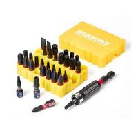 GEINXURN Lot de 33 Embouts de Vissage 25 mm S2 en Acier Allié Magnétique, Jeu d'embouts de Vissage aux Chocs (PH, PZ, Tx, Hex, SL), avec 60mm Porte-embout, Base Flexible Jaune