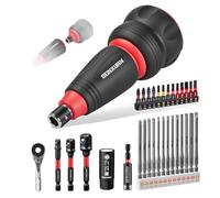 Geinxurn Lot de 33 tournevis avec manche court 2 en 1 de tournevis à cliquet, embout de tournevis à percussion, mini clé à cliquet, clé universelle, porte-embout et clé à douille