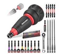Geinxurn Lot de 35 tournevis avec manche court 2 en 1, embout de tournevis à percussion, mini clé à cliquet, clé universelle, porte-embout et clé à douille