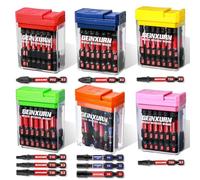 Geinxurn Lot de 90 Embouts de Tournevis Visseuse, 50 mm (PH2/PZ2/T10/T15/T20/T25/T30/Hex) Embouts de Vissage Magnétiques en Acier S2, Tige Hexagonale 1/4" avec Rangement Boîte Colorée