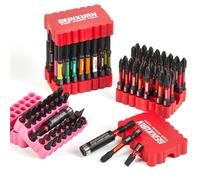 GEINXURN Lot de 99 Embouts de Vissage S2 en Acier Allié Magnétique, Jeu d'embouts de Vissage aux Chocs (PH, PZ, Tx, Hex, SL), avec 60mm Porte-embout, Base Flexible Rose