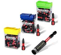 Geinxurn Pozidriv Lot de 90 Embouts de Tournevis Visseuse 25 mm, PZ1 PZ2 PZ3 Embouts de Vissage Magnétiques en Acier S2, Tige Hexagonale 1/4" avec 1 Pièce Porte-embout dans une Boîte Colorée