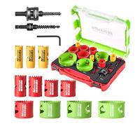 Geinxurn Set de 13 Scies-Cloches 19-76mm, Bi-Métal HSS | Scie-Cloche avec Foret de Centrage, Tige Hexagonale 7/16" et 3/8 llen pour Bois, Plastiques, Plâtre