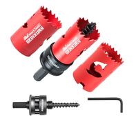 Geinxurn Set de 4pcs Scies-Cloches 32mm avec Foret Centrage et Tige 7/16" | Scie-Cloche Bimétal HSS à Dents Tranchantes, avec Foret et llen, pour Bois, Plastiques et Plaques de Plâtre.