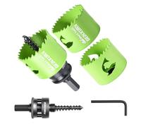 Geinxurn Set de 4pcs Scies-Cloches 54mm avec Foret Centrage et Tige 7/16" | Scie-Cloche Bimétal HSS à Dents Tranchantes, avec Foret et llen, pour Bois, Plastiques et Plaques de Plâtre.