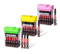 Geinxurn Torx Lot de 45 Embouts de Tournevis Visseuse, 50 mm (T10/T15/T20/T25/T30) Étoile Embouts de Vissage Magnétiques en Acier S2, Tige Hexagonale 1/4" avec Rangement Boîte Colorée