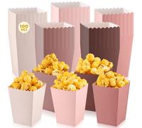 Geiserailie 100 Pcs Boîtes à Popcorn Colorées en Papier Seau à Maïs Soufflé pour Soirée Cinéma Halloween Noël Nouvel an Anniversaire Pique-Nique Fête Nouvel an(Rose Nude)