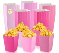 Geiserailie 100 Pcs Boîtes à Popcorn Colorées en Papier Seau à Maïs Soufflé pour Soirée Cinéma Halloween Noël Nouvel an Anniversaire Pique-Nique Fête Nouvel an(Rose)