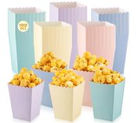 Geiserailie 100 Pcs Mini Seaux à Popcorn Réutilisables Boîtes à Maïs Soufflé en Papier Coloré pour Soirée Cinéma Collations de Fête Anniversaire Carnaval Baby Shower Mariage Fin d'Année(Pastel)