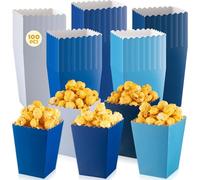 Geiserailie 100 Pcs Mini Seaux à Popcorn Réutilisables Boîtes à Maïs Soufflé en Papier Coloré pour Soirée Cinéma Collations de Fête Anniversaire Carnaval Baby Shower Mariage Fin d'Année(Bleu)