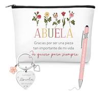 Geiserailie 3 Pièces Cadeau pour Grand-Mère Trousse de Maquillage Porte-Clés Stylo Roller Cadeau Original pour Anniversaire Fête des Mères Noël