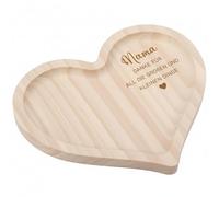 Geiserailie Cadeaux pour Maman Amie Grand-Mère Plateau en Bois Forme de Cœur avec Gravure, Plateau Décoratif en Bois de Service Petit-Déjeuner, Cadeaux de Noël, Cadeaux d'anniversaire(Mama)