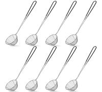 Geiserailie Lot de 8 petites cuillères asiatiques en acier inoxydable avec poignée pour la maison Noir 6,3 cm