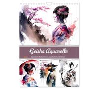 Geisha Aquarelle - Dames de culture japonaise, paysage et Sakura, Version française (Calendrier mural 2026 DIN A4 portrait), Calendrier CALVENDO mensuel
