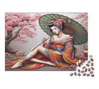 Geisha avec Parapluie Puzzles 1000 Pièces Papier recyclé pour Adultes Puzzle pour Adultes Impossible Difficile Stimulant Activité Amusante pour la Maison 52x38cm/1000pcs