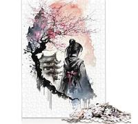 Geisha Cherry Blossom Puzzle 1000 Pieces Cadeau Unique Jeu Éducatif Défi Jouet À De Qualité Supérieure Peinture Art pour Adultes Et Enfants 1000pcs (75x50cm)
