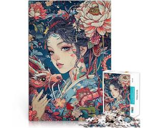 Geisha Dragon Japon Puzzle 1000 pièces pour Adolescents Compétition de Vitesse Manuelle est idéal comme Cadeau pour Toute la Famille 38x26cm