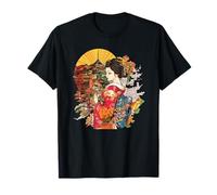 Geisha élégante en Kimono Temple Japonais Sakura T-Shirt