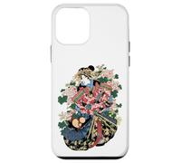 Geisha en Kimono élaboré entouré de Motifs Floraux Coque pour iPhone 12 Mini