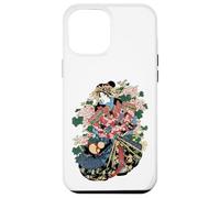 Geisha en Kimono élaboré entouré de Motifs Floraux Coque pour iPhone 12 Pro Max