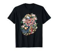 Geisha en Kimono élaboré entouré de Motifs Floraux T-Shirt