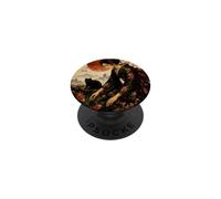 Geisha Feeding Black Cat Japanese Garden Red Moon Illustration PopSockets PopGrip Adhésif