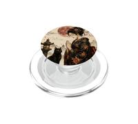 Geisha Greeting Black Cat by Stone Lantern Œuvre d'art Japonaise PopSockets PopGrip pour MagSafe