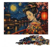 Geisha Japanese Vangogh Puzzle en Bois 500 pièces, Jeu De Réflexion | Cadeau du Nouvel An pour passionné : moment puzzle seul ou à plusieurs seul ou à plusieurs.