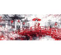 Geisha japonaise Diamond Painting Adulte, 5D DIY Peinture Diamant Complet Set, Diamant Cristal Art Broderie Adultes Enfants Peinture Kit, pour Décoration Murale Maison Créatifs Cadeau 70x160cm v-632