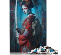 Geisha Japonaise Puzzles en Bois 500 Pièces Adultes Jeux Éducatifs Family Games Décoration Intérieure Cadeaux d'anniversaire pour Relaxation Et Sagesse 500pcs (52x38cm)