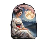geisha japonaise sacs à dos d'école élégant imperméable école sacs pour ado et adultes clair de lune 3d imprimé sac à dos d'école 2 compartiment-16,unisexe pour les voyages les affaires
