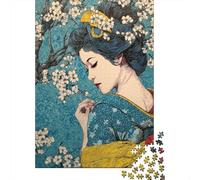 Geisha Japonaise Under The Cherry Blossom Arbre,Puzzles pour Adultes 38x26cm/1000pcs,Jeux De Défi