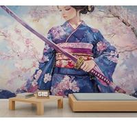 Geisha Mural, peintures murales diva japonaise, papier peint guerrier pour salon, chambre à coucher, bureau, hôtel, bar, décoration de plafond - 400 x 280 cm