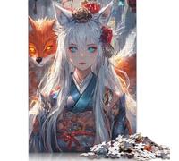 Geisha renarde Puzzles en Bois pour Adultes 500 Pièces Cadeaux De Pâques Décoration Intérieure Jeu De Défi Familial Jeux Éducatifs Stress Relief Toy 500pcs (52x38cm)