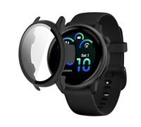 GEJEFA Coque pour Garmin Vivoactive 6 avec Protection Écran, Ultra-mince Anti-Rayures Dur PC Étui de Protecteur, 9H Dureté Haute Sensibilité Verre Trempé, Noir