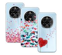 GEJEFA Coque pour Honor Magic 7 Pro, 3 Pack Transparente Silicone TPU Souple Absorption de Choc et Anti-Scratch Housse Coque avec Dessin Coeur
