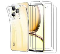 GEJEFA Coque pour Realme C51/Realme C53/Note 50 + Verre Trempé, Transparent Silicone TPU Souple Antichoc et Anti-Rayures Étui de Protection pour Realme C53